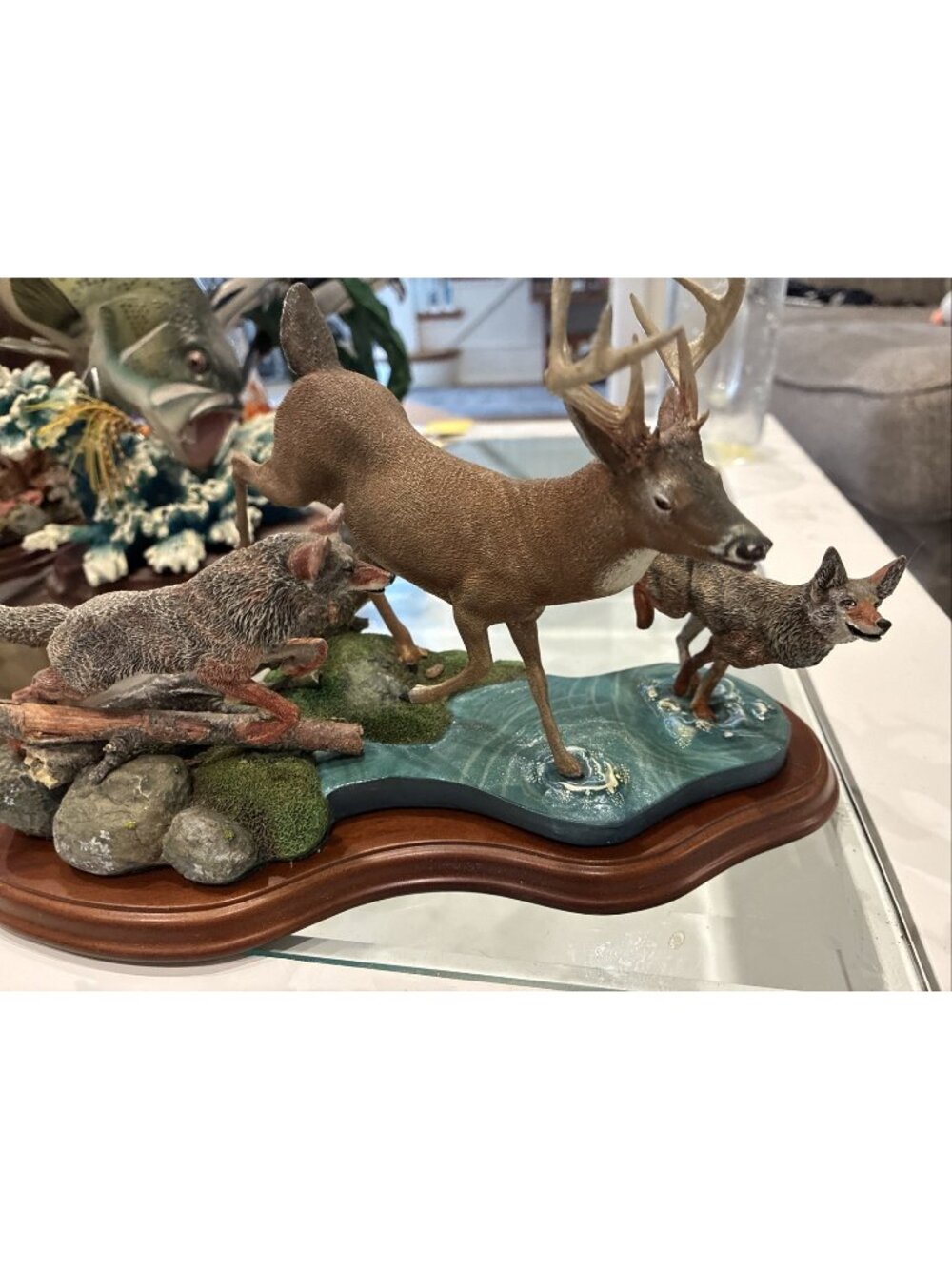 Danbury Mint Dash For Safety White Tail Deer Sculpture By Nick Bibby Rare!